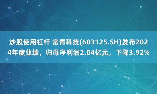 炒股使用杠杆 常青科技(603125.SH)发布2024年度业绩，归母净利润2.04亿元，下降3.92%