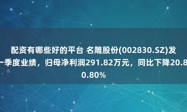 配资有哪些好的平台 名雕股份(002830.SZ)发布一季度业绩，归母净利润291.82万元，同比下降20.80%